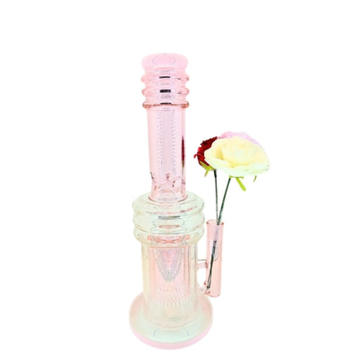 Glass Water Pipe with Ice Catcher H390mm D40mm 12991