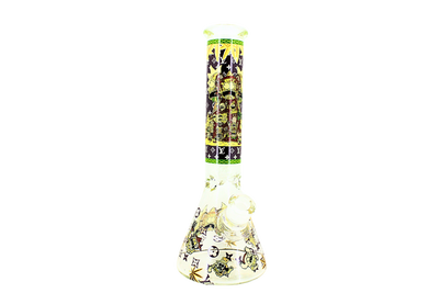 XL Clear Beaker base Glass Water Pipe (Rick & Morty Print)