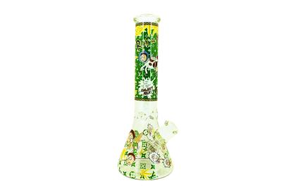 XL Clear Beaker base Glass Water Pipe (Rick & Morty Print)