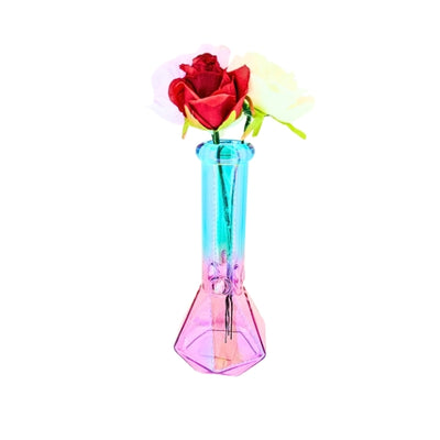 S Mixed Colour Glass waterpipe with Geometric Base (H20cm) 13657