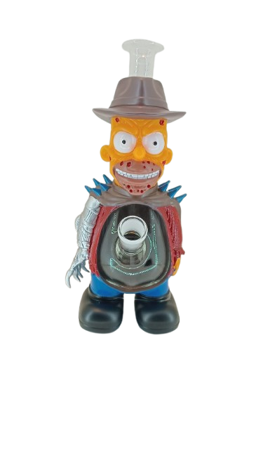 Glass Vase 13689 The Simpsons Homer Figurine Resin And Clear Glass Waterpipe