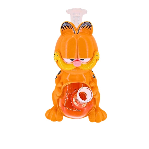 Glass Vase 13694 Garfield Figurine Resin And Clear Glass Waterpipe