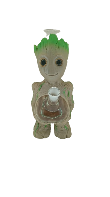 Glass Vase 13696 Baby Groot Fine Resin and Clear Glass Waterpipe