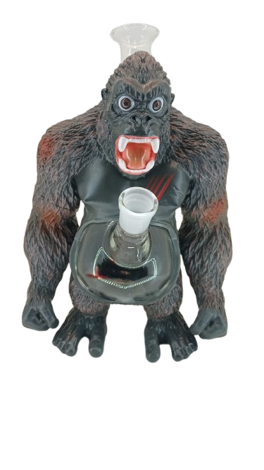 Glass Vase 13697 Fine Resin King Kong and Clear Glass Waterpipe